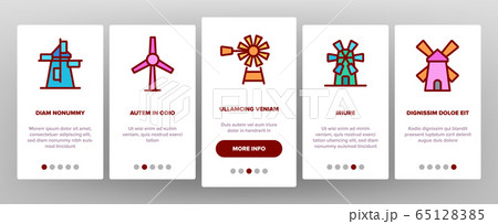 Windmill Building Onboarding Icons Set Vector Windmill Building Onboarding Icons Set Vector 65128385