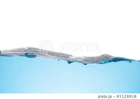 Clean light blue water wave isolated on white 65128918