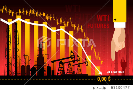 Oil crisis 2020 concept. WTI oil futures price fall. Vector illustration Oil crisis 2020 concept. WTI oil futures price fall. Vector illustration 65130477