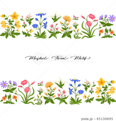 Tradition mughal motif, fantasy flowers in retro, vintage style. 65130695