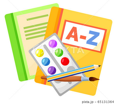 School Books to Learn Alphabet and Paint Palette 65131364