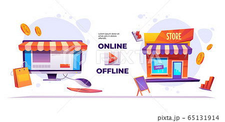 Vector banner of online to offline system 65131914