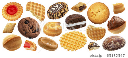 Cookies and biscuits collection isolated on white background 65132547