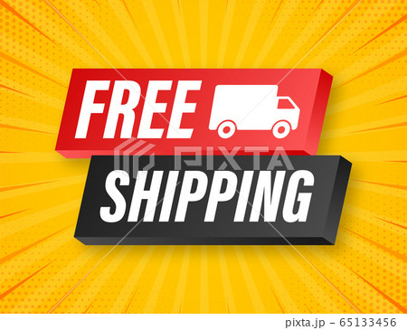 Free shipping. Badge with truck. Vector stock illustrtaion. Free shipping. Badge with truck. Vector stock illustrtaion. 65133456