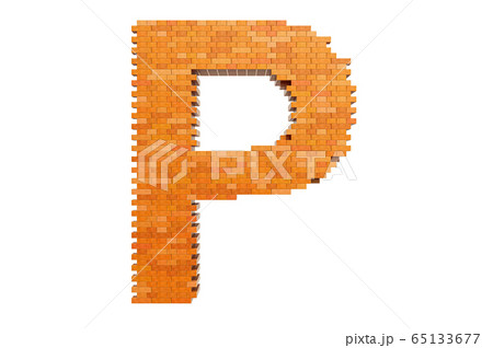 Bricks font, letter P from building bricks. 3D Bricks font, letter P from building bricks. 3D 65133677