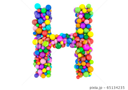 Letter H from colored balls, 3D rendering 65134235