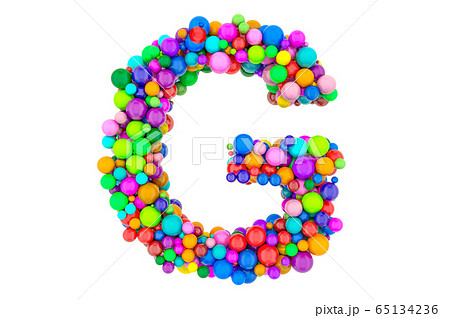 Letter G from colored balls, 3D rendering 65134236