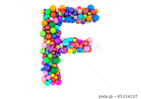 Letter F from colored balls, 3D rendering Letter F from colored balls, 3D rendering 65134237