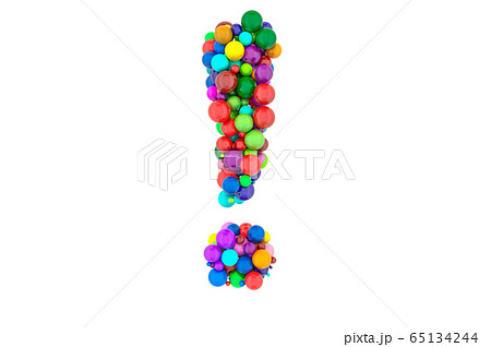 Exclamation mark from colored balls, 3D rendering 65134244