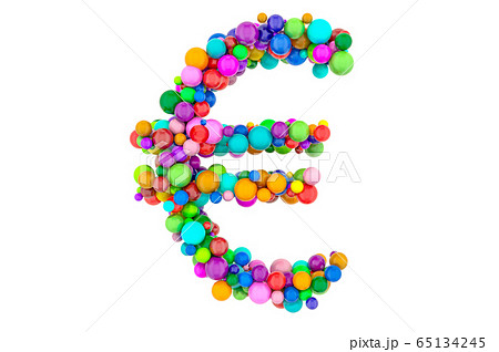 Euro symbol from colored balls, 3D rendering 65134245