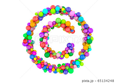 Copyright sign from colored balls, 3D rendering 65134248