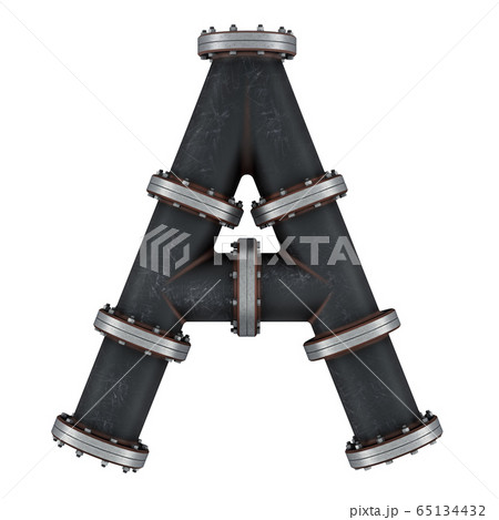 Letter A from cast iron pipes, 3D rendering 65134432