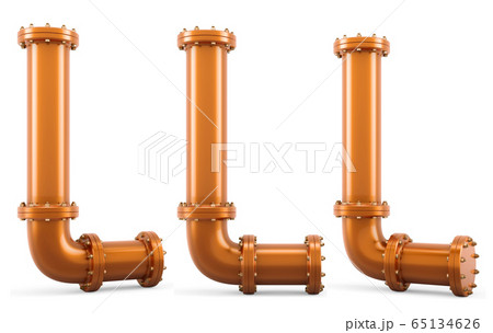 Letter L From Copper Pipes 3d Renderingのイラスト素材