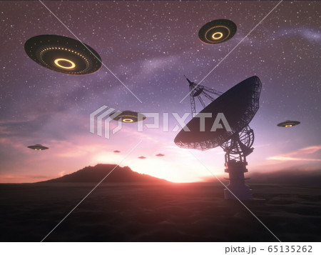 Giant Satellite Dishe Signal And UFO 65135262