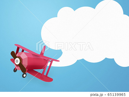 ペーパークラフト 空 雲 飛行機のイラスト素材