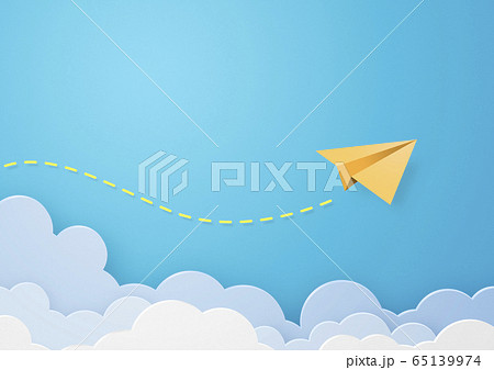 ペーパークラフト-空-雲-紙飛行機 65139974