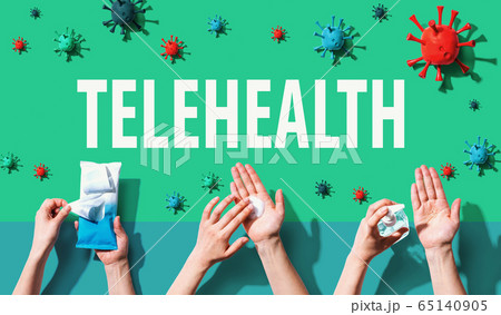 Telehealth theme with person washing their hands Telehealth theme with person washing their hands 65140905
