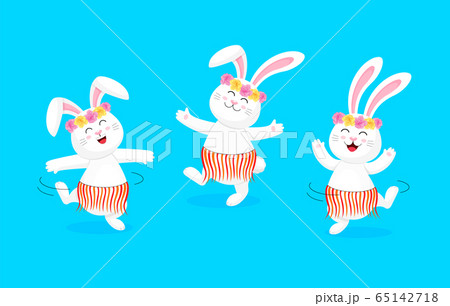 Cute cartoon rabbit character set in dance. Cute cartoon rabbit character set in dance. 65142718