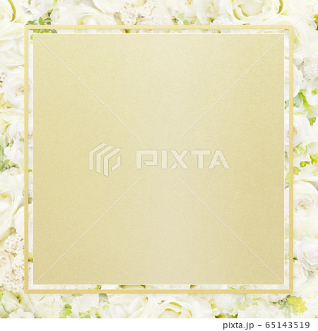 背景 フレーム ゴールド 白バラのイラスト素材