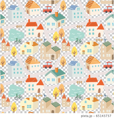 町パターン_道あり秋_手描き 町パターン_道あり秋_手描き 65143737