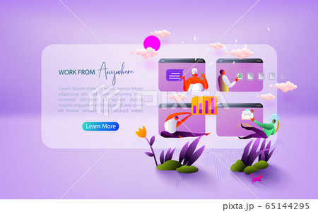 Concept of remote working and work from anywhere. Concept of remote working and work from anywhere. 65144295