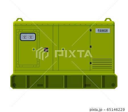 Industrial Power Immovable Generator, Diesel Electrical Engine Equipment Vector Illustration 65146229