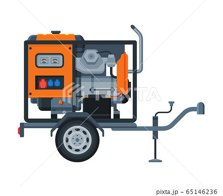 Portable Power Generator on Wheels, Electrical Engine Equipment Vector Illustration 65146236
