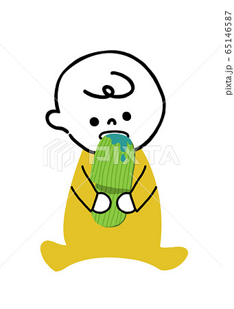 スリッパをなめていたずらをする赤ちゃんのイラスト 65146587