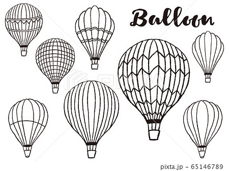 気球のイラスト 手描き モノクロのイラスト素材