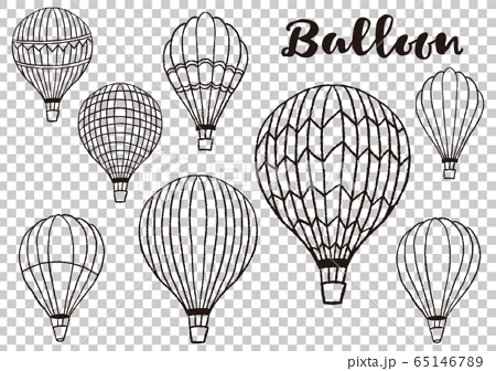 気球のイラスト 手描き モノクロのイラスト素材 65146789 Pixta