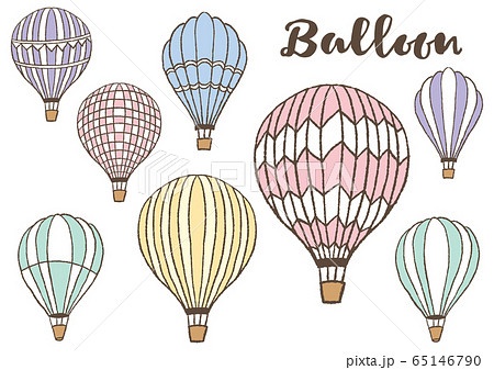 気球のイラスト 手描き カラーのイラスト素材