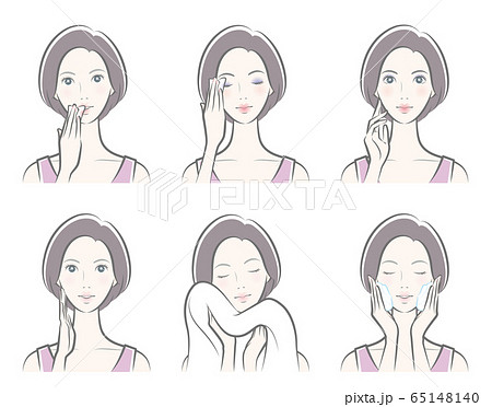 スキンケアをしている女性のイラスト 65148140