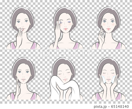スキンケアをしている女性のイラスト 65148140