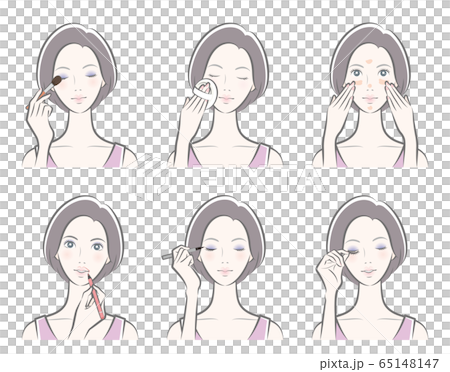 Illustration of a woman doing makeup 65148147