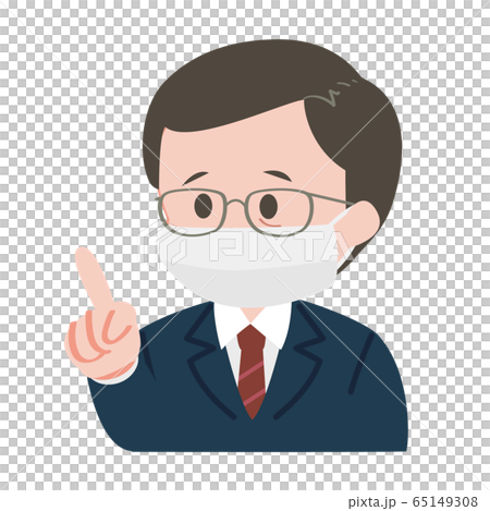 Middle-aged office worker advice laughing mask 65149308