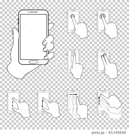 Handset line drawing for operating a smartphone 65149899