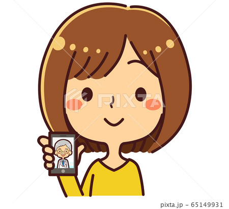 オンライン診療　女性 　スマホ 65149931