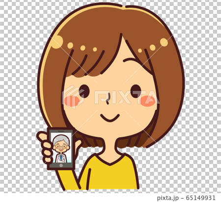 オンライン診療　女性 　スマホ 65149931