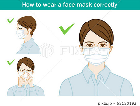 マスクの正しい着用例セット クリップアート マスクの正しい着用例セット クリップアート 65150192