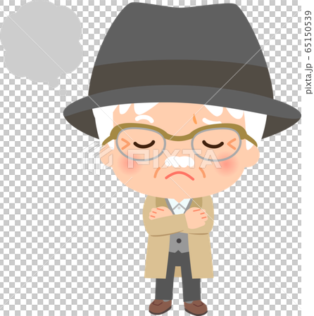 Fashionable senior man who is worried 65150539