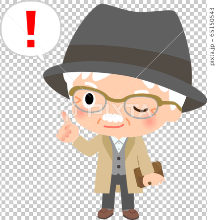 Fashionable senior man who came up with an idea 65150543