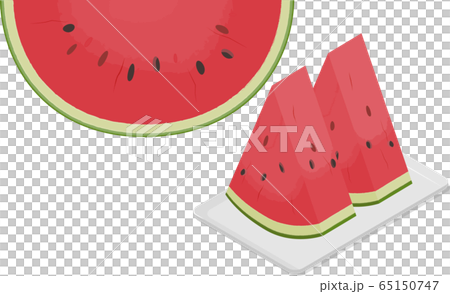 Watermelon crescent cut and triangular cut on plate # 01 vector illustration 65150747