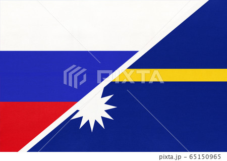 Russia vs Nauru, symbol of two national flags. 65150965