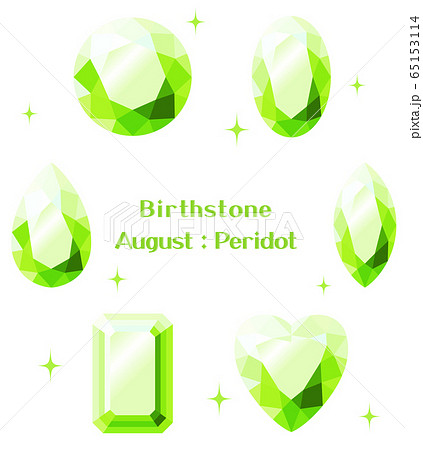 8月の誕生石：ペリドットのイラストセット 65153114