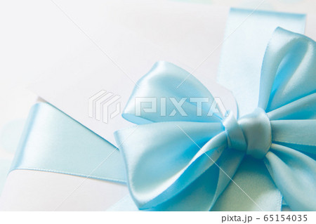 A gift for a boy. Blue satin ribbon with bow. 65154035