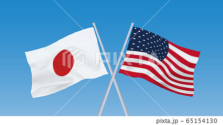 日米国旗のイラスト素材