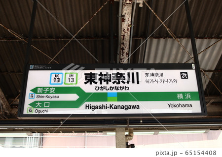 東神奈川駅の駅名表示版 横浜線 京浜東北線 の写真素材