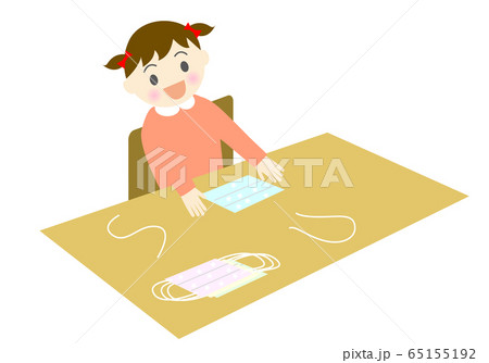 マスクを手作りする女の子 マスクを手作りする女の子 65155192