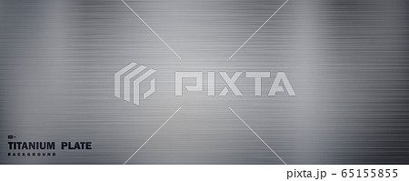 Abstract wide solid silver titanium plate material with grunge line pattern decorative background. 65155855