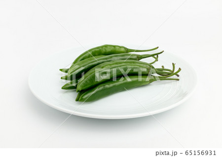 唐辛子 緑 野菜の写真素材
